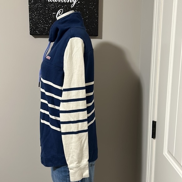 Vineyard Vines Funnel Neck Mixed Stripe Shep Shirt Relaxed Sweatshirt Sz S - Picture 5 of 11